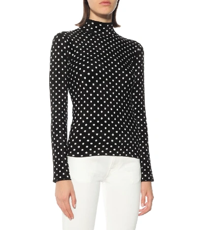 Shop Balenciaga Polka-dot High-neck Sweater In Black