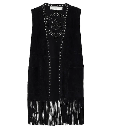 Shop Golden Goose Juno Embellished Suede Vest In Black