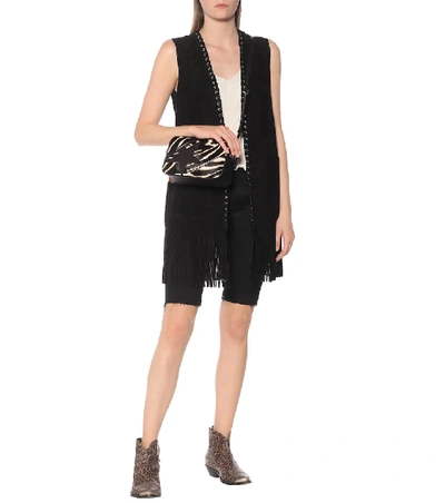 Shop Golden Goose Juno Embellished Suede Vest In Black