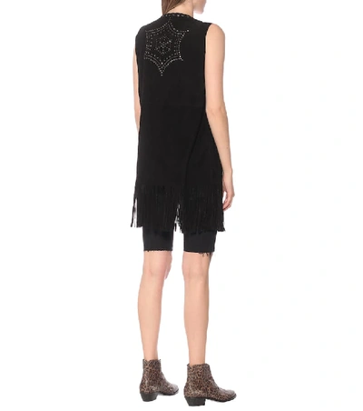 Shop Golden Goose Juno Embellished Suede Vest In Black