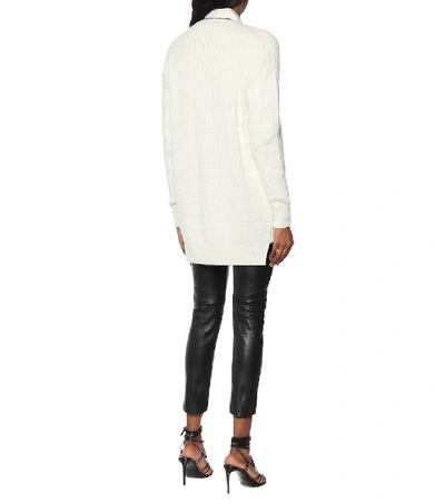Shop Saint Laurent College Chain-trimmed Cardigan In White