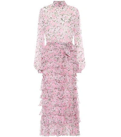 Shop Giambattista Valli Floral Silk Dress In Pink