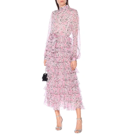 Shop Giambattista Valli Floral Silk Dress In Pink
