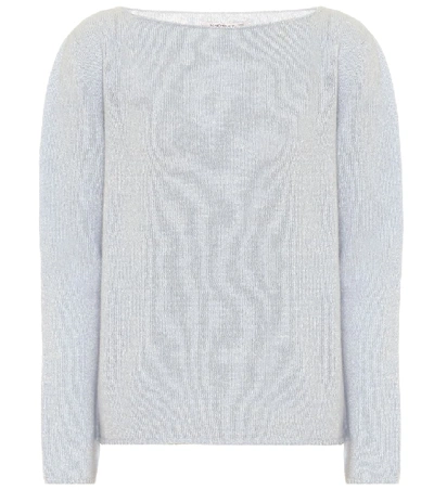 Shop Agnona Cashmere And Linen Sweater In Blue