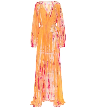 Shop Anna Kosturova Tie-dye Silk Maxi Dress In Orange