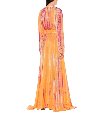 Shop Anna Kosturova Tie-dye Silk Maxi Dress In Orange