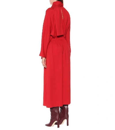 Shop Valentino Stretch-crêpe Midi Dress In Red