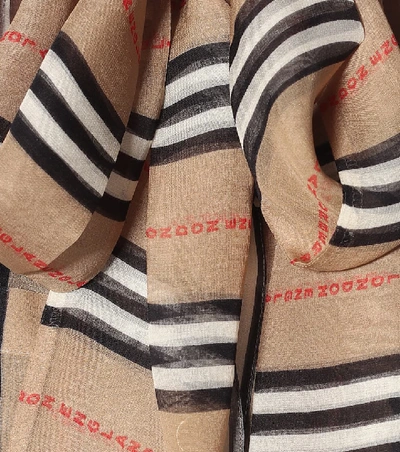 Shop Burberry Amelie Striped Silk Blouse In Beige