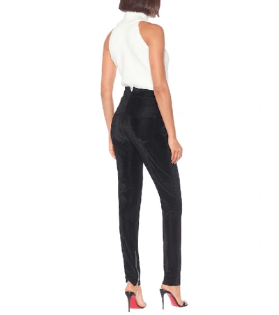 Shop Balmain High-rise Embellished Skinny Pants In Black