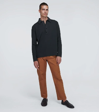 Shop Bottega Veneta Double Piqué Polo Shirt In Black