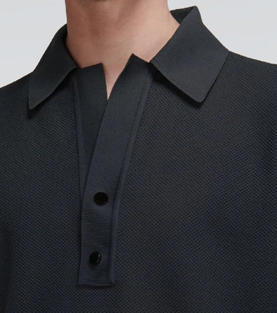 Shop Bottega Veneta Double Piqué Polo Shirt In Black