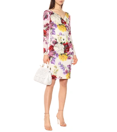 Shop Dolce & Gabbana Floral Stretch Silk Dress In Multicoloured