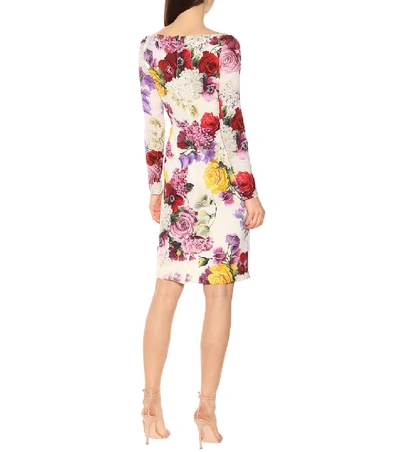 Shop Dolce & Gabbana Floral Stretch Silk Dress In Multicoloured