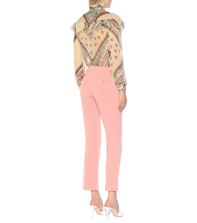 Shop Etro Mid-rise Straight Crêpe Pants In Pink