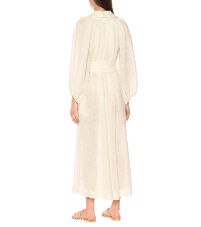 Shop Lisa Marie Fernandez Poet Linen-blend Maxi Dress In White