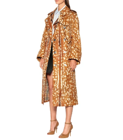 Shop Burberry Printed Trench Coat In Brown