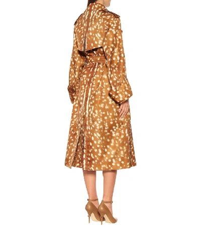 Shop Burberry Printed Trench Coat In Brown