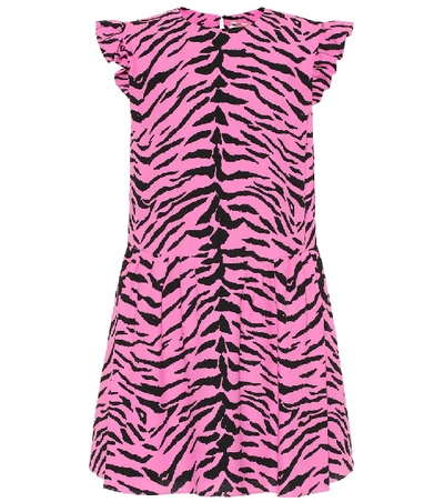 Shop Saint Laurent Zebra-print Crêpe Minidress In Pink