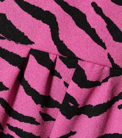 Shop Saint Laurent Zebra-print Crêpe Minidress In Pink