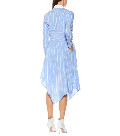 Shop Jonathan Simkhai Striped Cotton Shirt Dress In Blue