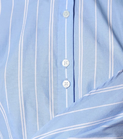 Shop Jonathan Simkhai Striped Cotton Shirt Dress In Blue