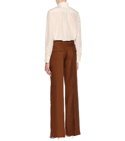 Shop Chloé Wool And Silk-blend Pants In Brown