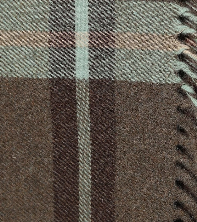 Shop Ferragamo Checked Wool Skirt In Brown