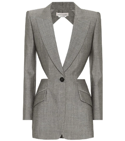 Shop Alexander Mcqueen Wool And Mohair Cut-out Blazer In Black