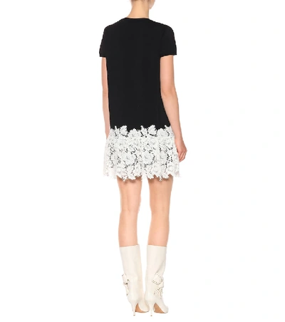 Shop Valentino Lace-trimmed Minidress In Black