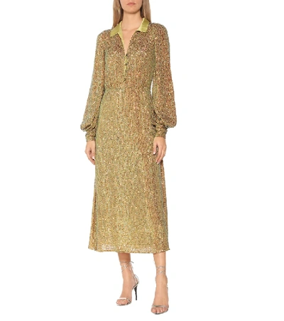 Shop Temperley London Constellation Sequined Dress In Green