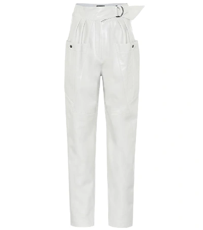 Shop Isabel Marant Ferris High-rise Leather Pants In White