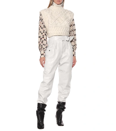 Shop Isabel Marant Ferris High-rise Leather Pants In White
