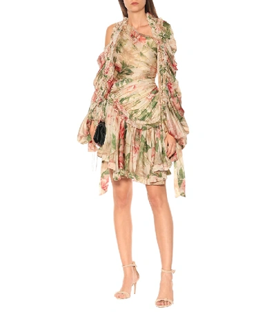 Shop Zimmermann Espionage Floral Silk Minidress In Multicoloured