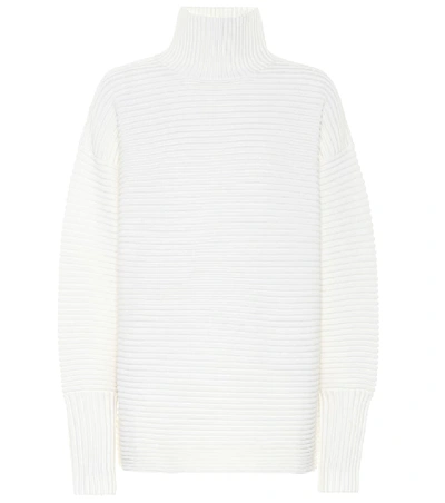 Shop Victoria Victoria Beckham Oversized Wool Turtleneck Sweater In White