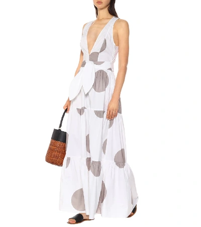 Shop Alexandra Miro Raphaela Polka-dot Cotton Maxi Dress In White