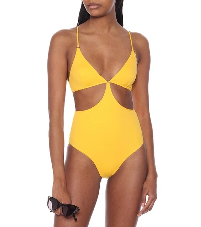 Shop Stella Mccartney Cut-out Swimsuit In Yellow