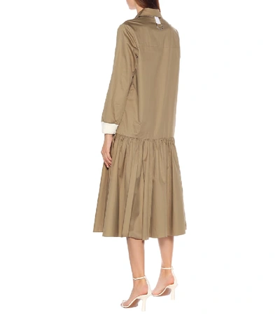 Shop Tibi Tech Cotton-poplin Shirt Dress In Beige