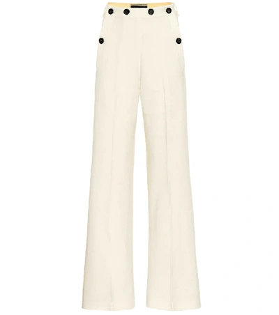 Shop Roland Mouret Palmetto Wool-crêpe Flared Pants In White