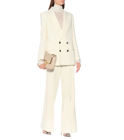 Shop Roland Mouret Palmetto Wool-crêpe Flared Pants In White