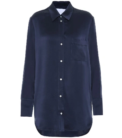 Shop Asceno The Milan Silk Shirt In Blue