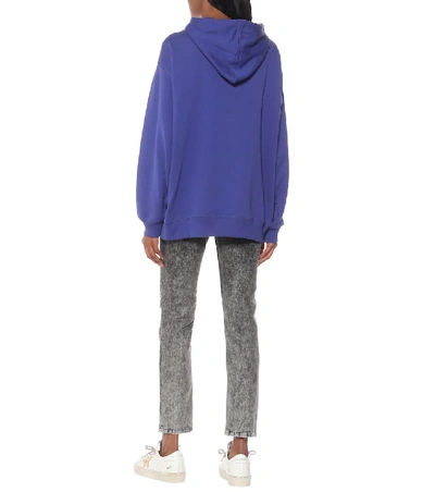 Shop Acne Studios Face Cotton-jersey Hoodie In Blue