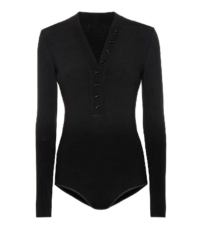 Shop Alaïa Wool-blend Bodysuit In Black