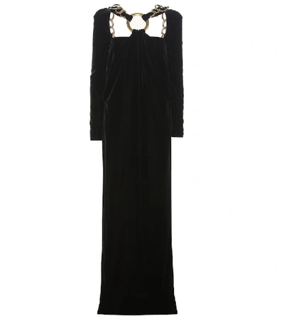 Shop Tom Ford Embellished Velvet Gown In Black