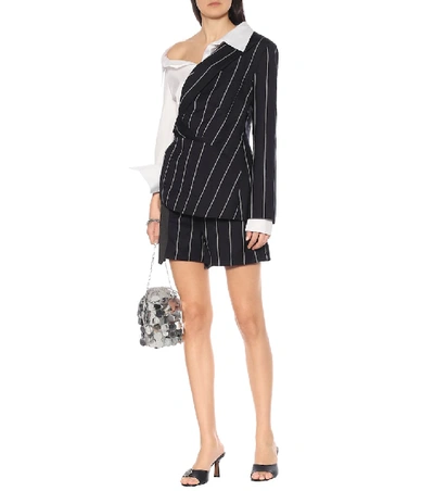 Shop Monse Pinstriped Wool And Poplin Blazer In Blue