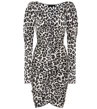 Shop Caroline Constas Colette Leopard Stretch-silk Dress In Black