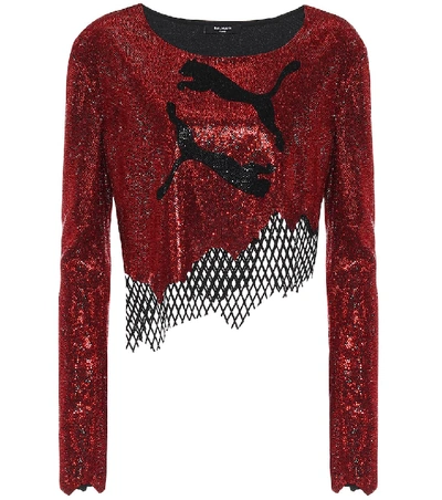 Shop Balmain X Puma Embellished Top In Red