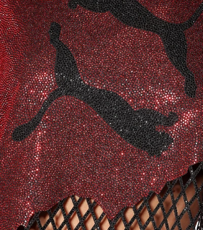 Shop Balmain X Puma Embellished Top In Red