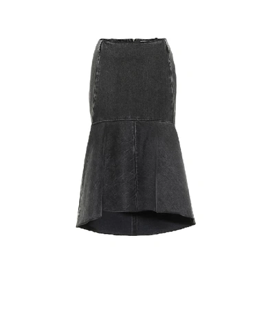 Shop Balenciaga Jean Midi Skirt In Grey