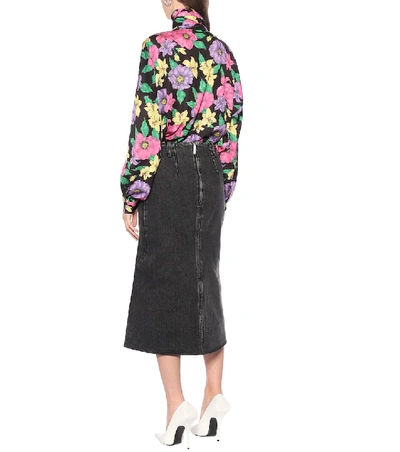 Shop Balenciaga Jean Midi Skirt In Grey