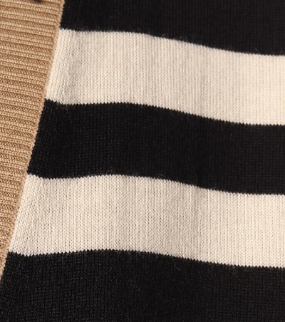 Shop Burberry Striped Merino Wool Cardigan In Beige